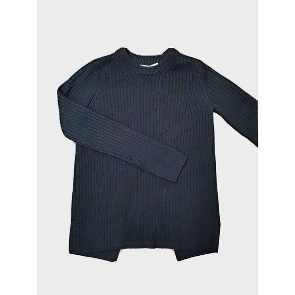 Rag & Bone / Jean Women's XS Black Rib Knit Wool Sweater Split Back Pullover - Picture 1 of 11